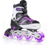 DUZSKJ Patines en línea Ajustables para niños y niñas con Ruedas de iluminación, Patines Ajustables para niños, para Principiantes, niños, Juegos al Aire Libre en Interiores (Negro & Violeta, M)