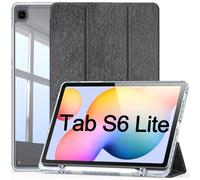 DUZZONA Funda para Samsung Galaxy Tab S6 Lite 10.4 Pulgadas 2024/2020/2020 con Soporte para S Pen, Cuero PU de Moda + Carcasa Trasera Transparente de PC, Negro