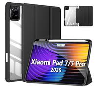 DUZZONA Funda para Xiaomi Mi Pad 7/7 Pro 11.2'' con Auto Sueño Estela, Ultra Delgada Transparente Back PC Cover Carcasa, Negro