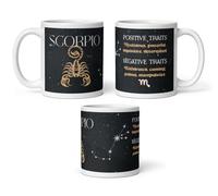 DV DESIGN 1 taza de Escorpio, rasgos negativos positivos, signo zodiacal, signo de estrella, horóscopo, broma, divertido, astrología, hogar, bebidas, tazas de cocina #81890