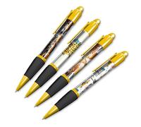 DV DESIGN Juego de 4 bolígrafos amarillos de Nueva York - Taxi City USA America NYC Flag Travel Holiday Boys Girls Men Women Theme Pen Black Ink #81370