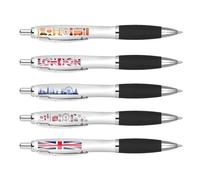 DV DESIGN Juego de 5 bolígrafos negros de Londres - Reino Unido GB Inglaterra City Landmarks Holiday Travel Stationary Equipment School Teacher Girls Boys Birthday Set #81390