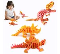 DVAURLIAN Juego de 3 modelos de juguetes de dinosaurio móviles impresos en 3D con articulaciones flexibles, adecuados como regalo, juguetes y decoración de escritorio para niños y adultos (niñas)