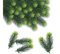 DvBCNMe 50 ramas de abeto artificiales, 10 cm de largo, artificiales como reales para manualidades corona de Adviento, decoración de Navidad, decoración de mesa y guirnaldas, perfectas para decoración