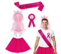 DvBCNMe JGA Disfraz para hombre, despedida de soltero, tutú para hombre, despedida de soltero, juego para fiestas de fiesta, disfraz de novio de 1 pieza con corona, insignia, faja y falda