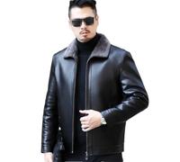 Dvbfufv Chaqueta De Cuero De Primavera Y Otoño Para Hombre, Chaqueta De Piel De Oveja Con Solapa Cálida Y Forro Polar Informal Engrosada, Invierno