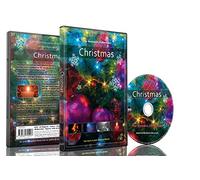 DVD de Navidad con nieve que cae Luces de Navidad chimenea y fuegos artificiales