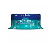 DVD-RW Verbatim 4,7 GB (120 min) 4x - 25 soportes - plateado mate - eje
