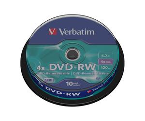 Dvd-rw verbatim serl 4x 4.7gb tarrina 10 unidades