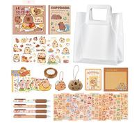 DVDGSC Kabibara Capybara School Set per Ragazze: Set di cancelleria Kawaii con Penne, portachiavi e adesivi - graziosi articoli scolastici Capybara per menti Creative