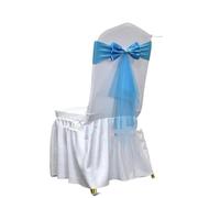 dvegGEE Banda for Silla, 10/50 Piezas de Licra con Banda de Gasa elástica for decoración de Banquetes, Fiestas y Eventos.(Single Bow Lake Blue,10 pcs)