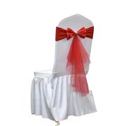 dvegGEE Banda for Silla, 10/50 Piezas de Licra con Banda de Gasa elástica for decoración de Banquetes, Fiestas y Eventos.(Single Bow Red,50pcs)