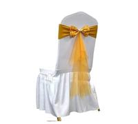 dvegGEE Banda for Silla, 10/50 Piezas de Licra con Banda de Gasa elástica for decoración de Banquetes, Fiestas y Eventos.(Doule Bow Gold,10 pcs)