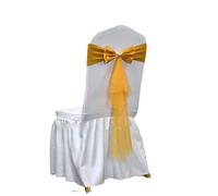 dvegGEE Banda for Silla, 10/50 Piezas de Licra con Banda de Gasa elástica for decoración de Banquetes, Fiestas y Eventos.(Single Bow Gold,50pcs)
