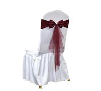 dvegGEE Banda for Silla, 10/50 Piezas de Licra con Banda de Gasa elástica for decoración de Banquetes, Fiestas y Eventos.(Doule Bow Burgundy,50pcs)