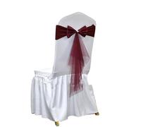 dvegGEE Banda for Silla, 10/50 Piezas de Licra con Banda de Gasa elástica for decoración de Banquetes, Fiestas y Eventos.(Single Bow Burgundy,10 pcs)