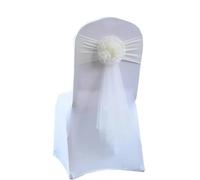 dvegGEE Banda for Silla, 10 Unidades de Licra, Organza, borlas Florales, Banda elástica de Seda, Pajaritas for Fiestas y Banquetes(White)