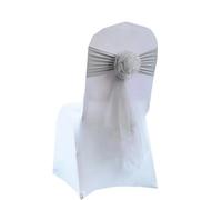 dvegGEE Banda for Silla, 10 Unidades de Licra, Organza, borlas Florales, Banda elástica de Seda, Pajaritas for Fiestas y Banquetes(Gray)