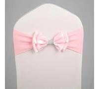 dvegGEE Banda for Silla, 10 Unidades de satén con Lazo elástico de Licra, Ideal for decoración de Banquetes y hoteles.(Pink)