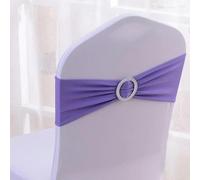 dvegGEE Bandas elásticas de Licra for sillas, 50 Unidades por Lote, con Hebilla Deslizante for decoración, Lazos y Fajas.(Lavender Purple)