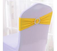 dvegGEE Bandas elásticas de Licra for sillas, 50 Unidades por Lote, con Hebilla Deslizante for decoración, Lazos y Fajas.(Yellow)