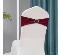 dvegGEE Bandas elásticas de Licra for sillas, 50 Unidades por Lote, con Hebilla Deslizante for decoración, Lazos y Fajas.(Burgundy)
