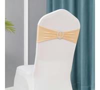dvegGEE Bandas elásticas de Licra for sillas, 50 Unidades por Lote, con Hebilla Deslizante for decoración, Lazos y Fajas.(Champagn)