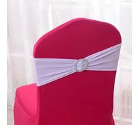 dvegGEE Bandas elásticas de Licra for sillas, 50 Unidades por Lote, con Hebilla Deslizante for decoración, Lazos y Fajas.(White)