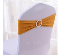 dvegGEE Bandas elásticas de Licra for sillas, 50 Unidades por Lote, con Hebilla Deslizante for decoración, Lazos y Fajas.(Gold)