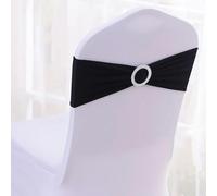 dvegGEE Bandas elásticas de Licra for sillas, 50 Unidades por Lote, con Hebilla Deslizante for decoración, Lazos y Fajas.(Black)
