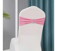 dvegGEE Bandas elásticas de Licra for sillas, 50 Unidades por Lote, con Hebilla Deslizante for decoración, Lazos y Fajas.(Pink)