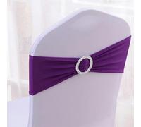 dvegGEE Bandas elásticas de Licra for sillas, 50 Unidades por Lote, con Hebilla Deslizante for decoración, Lazos y Fajas.(Purple)