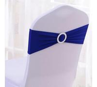 dvegGEE Bandas elásticas de Licra for sillas, 50 Unidades por Lote, con Hebilla Deslizante for decoración, Lazos y Fajas.(Royal Blue)
