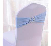 dvegGEE Bandas elásticas de Licra for sillas, 50 Unidades por Lote, con Hebilla Deslizante for decoración, Lazos y Fajas.(Sky Blue)