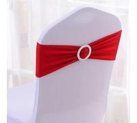 dvegGEE Bandas elásticas de Licra for sillas, 50 Unidades por Lote, con Hebilla Deslizante for decoración, Lazos y Fajas.(Red)