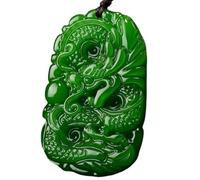 dvegGEE Collar de amuleto Feng Shui, amuleto de collar con colgante de dragón del zodiaco tallado a mano de jade verde