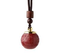 dvegGEE Collar de amuleto Feng Shui, colgante de cinabrio mineral natural, amuleto de cien bendiciones