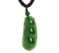 dvegGEE Collar de amuleto Feng Shui, colgante de frijol de jaspe, colgante de jade, frijol de doble cara