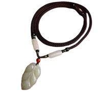 dvegGEE Collar de amuleto Feng Shui, colgante de hoja de jade blanco, collar de mujer, joyería, amuleto de la suerte
