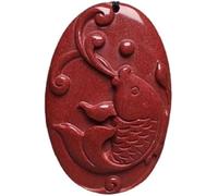 dvegGEE Collar de amuleto Feng Shui, colgante de pez cinabrio con cadena de suéter de cuerda, collar de la suerte