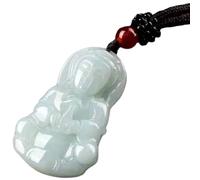 dvegGEE Collar de amuleto Feng Shui, collar con colgante de Jade Guanyin tallado a mano, amuleto de la suerte