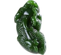 dvegGEE Collar de amuleto Feng Shui, collar con colgante de jade verde, amuleto tallado a mano