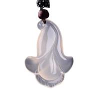 dvegGEE Collar de amuleto Feng Shui, collar con colgante de orquídea de calcedonia, amuleto de la suerte