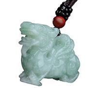 dvegGEE Collar de amuleto Feng Shui, collar con colgante valiente esmeralda, amuleto de la suerte de piedra de jade