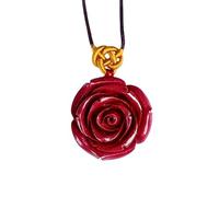 dvegGEE Collar de amuleto Feng Shui, pulsera con colgante de flor de rosa de cinabrio, accesorios de moda