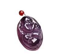 dvegGEE Collares for mujer, colgante de Buda Maitreya redondo con ágata de jade natural violeta