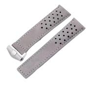 dvegGEE Correa de reloj, correa de reloj con hebilla plegable, correa de cuero genuino for reloj, 20 mm, 22 mm, 24 mm, correa de cuero de vaca gris, negro y marrón(Gray,22 mm)