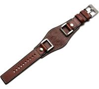 dvegGEE Correa de reloj, cuero genuino for accesorios de correa de reloj JR1157 Correa de estilo vintage con junta de acero inoxidable Correas de reloj de 24 mm(Brown)