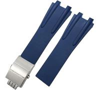 dvegGEE Correa de reloj de silicona, 26 mm. Correa de reloj de caucho de silicona. Correas de reloj deportivas con hebilla plegable. Accesorios.(Blue Silver Buckle)