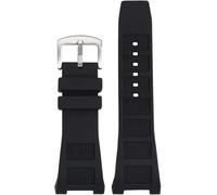 dvegGEE Correa de reloj de silicona, correa de caucho de silicona for hombre, 30 x 16 mm, con hebilla de pasador.(Black silver buckle)